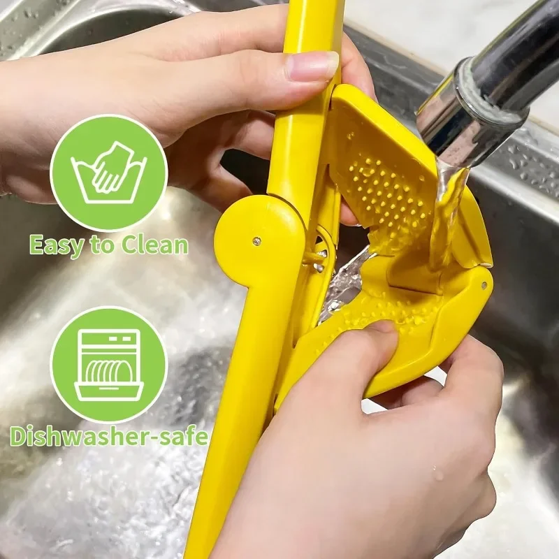 Max Juice Extraction Lemon Lime Squeezer EasytoUse Flat Lemon Squeezer with Leverage with Built in Strainer Yellow lemon squeezer juice squeezer