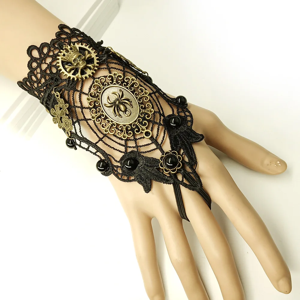 Gothic Steampunk Gear Choker Necklace Sets for Women Steampunk Bracelets  Gothic Wristband Ring Fingerless Steampunk Leather Gloves Steampunk Gears