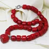 Natural Red Coral Irregular Tube Barrel Beads Charms Women Fashion Necklace 18" 1