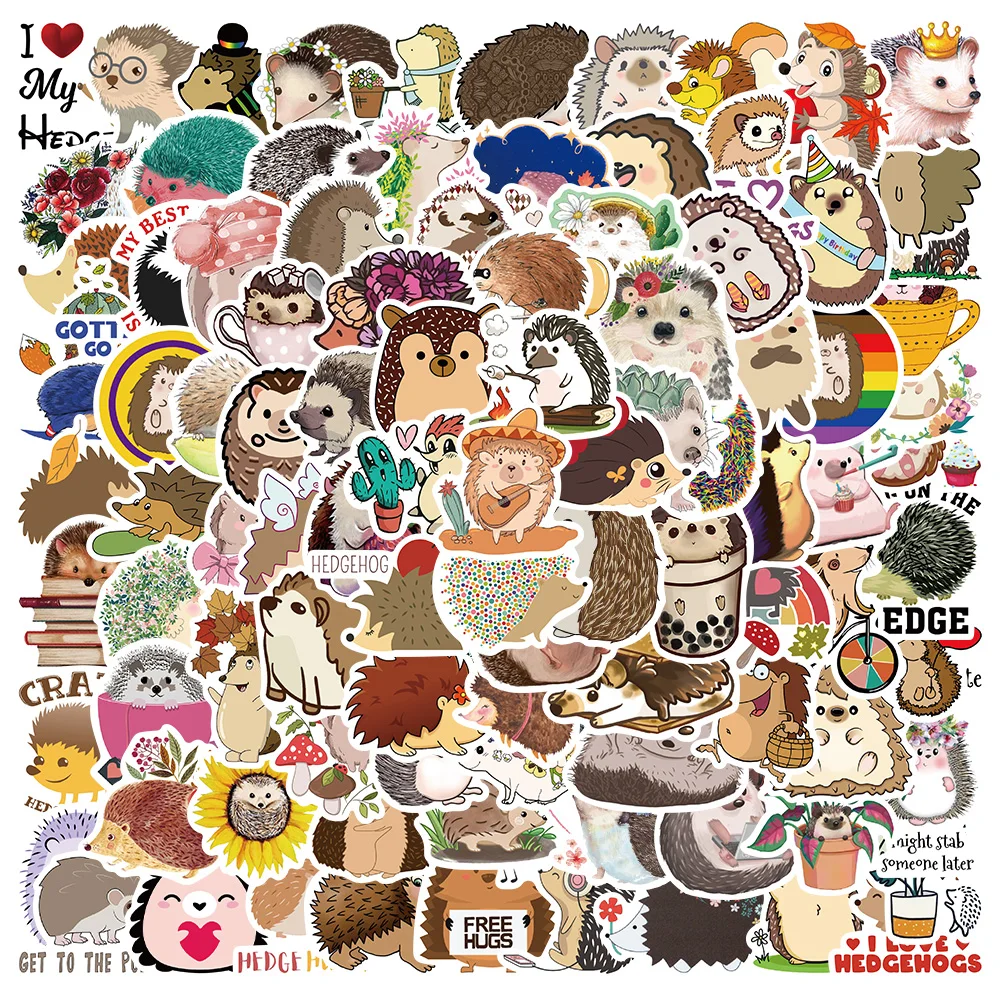 50/100pcs Cute Cartoon Animal Hedgehog Stickers Kids Gift Waterproof Graffiti For Laptop Guitar Phone Water Bottle Decals 10 30 50pcs hedgehog animal scrapbooking stickers packs waterproof skateboard luggage motorcycle guitar graffiti kid toy decals