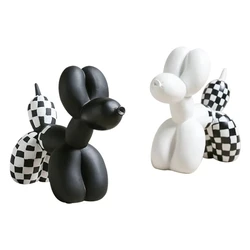 Escultura de perro de globo de resina nórdica, estatua de perro blanco y negro, dormitorios modernos, oficinas, decoración del hogar, esculturas y figuritas de animales
