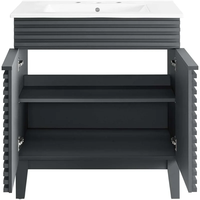 Render 30" Bathroom Vanity with Sink in Gray White, 30 Inch