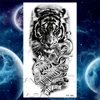 Large Lion Temporary Tattoos For Women Men Tiger Wolf Vampire Forest Flower Crown Compass Fake Tattoo Sticker Arm Body Tatoos 4