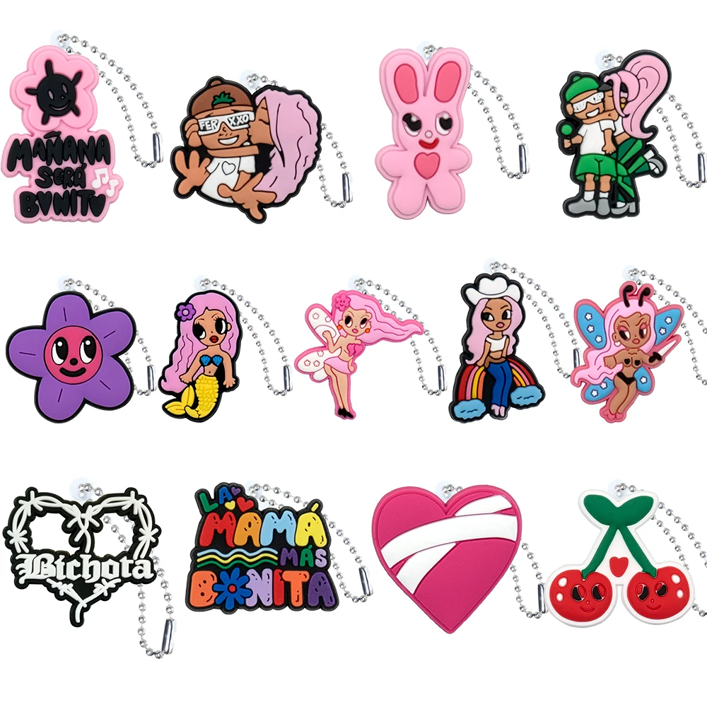 10/13PCS Set Fashion Style keychain Karol G Women Star Keyring fit Women Men Souvenir Cup Handle Pendant Friends Key Gift