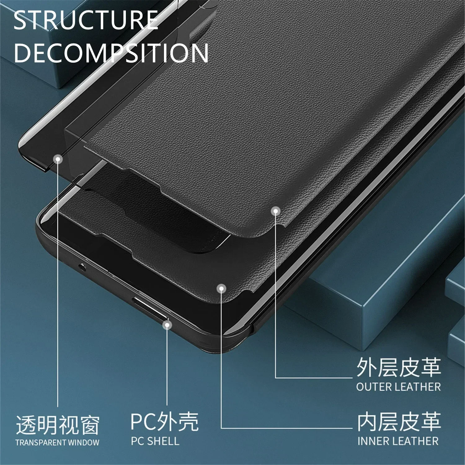 Leather Flip Wallet Phone Case with Magnetic Closure and Stand Feature