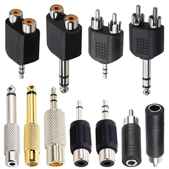5Pcs Stereo 1/4" Male Plug to RCA Female Jack 6.35mm 3.5mm Audio Mono Adapter Connector Conversion Plug TS for Home KTV 1
