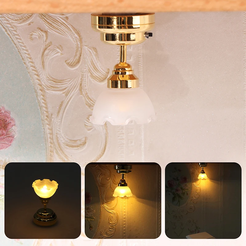 1:12 Dollhouse Miniature LED Light Ceiling Lamp Chandelier Furniture Lighting Home Model Decor Toy Doll House Accessories etrnled led spotlights dimmable rgb mini interior ceiling spot surface usb interface 1w 3w model display cabinet doll house lamp