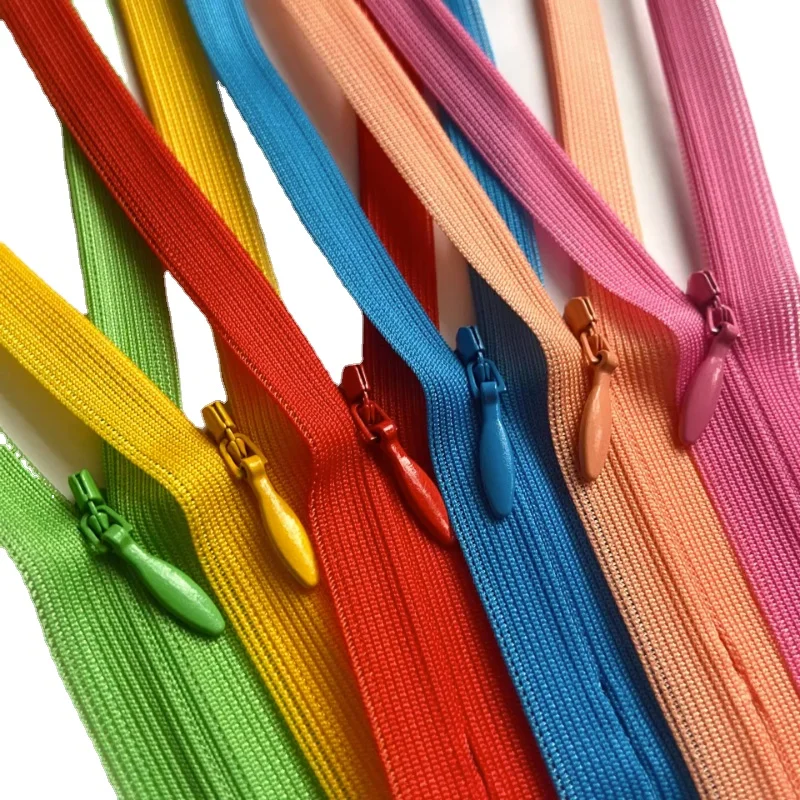 50Pcs 3# Invisible Zippers DIY 60CM Close End Nylon Zippers For Sewing  Accessories 29 Colors For Selection