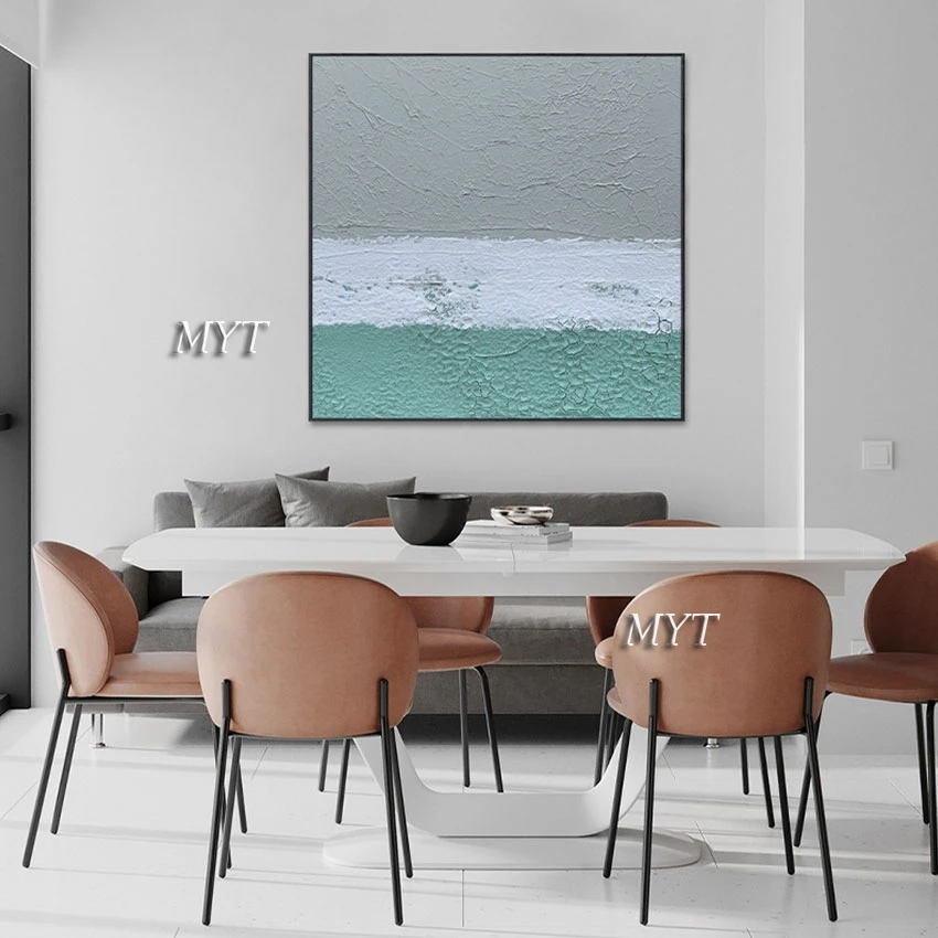 

High-end Simple Abstract Modern Pure Hand-painted Oil Painting Canvas Knife Painting Blue Sea Living Room Decoration Mural