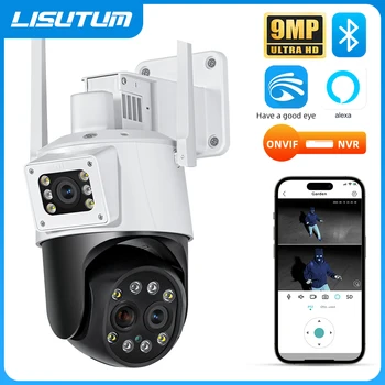 ICSee 스마트 홈용 무선 야외 감시 CCTV, PTZ 와이파이 카메라, 8X 디지털 줌, 3 렌즈 듀얼 스크린, 4K 8MP IP, 5K 12MP