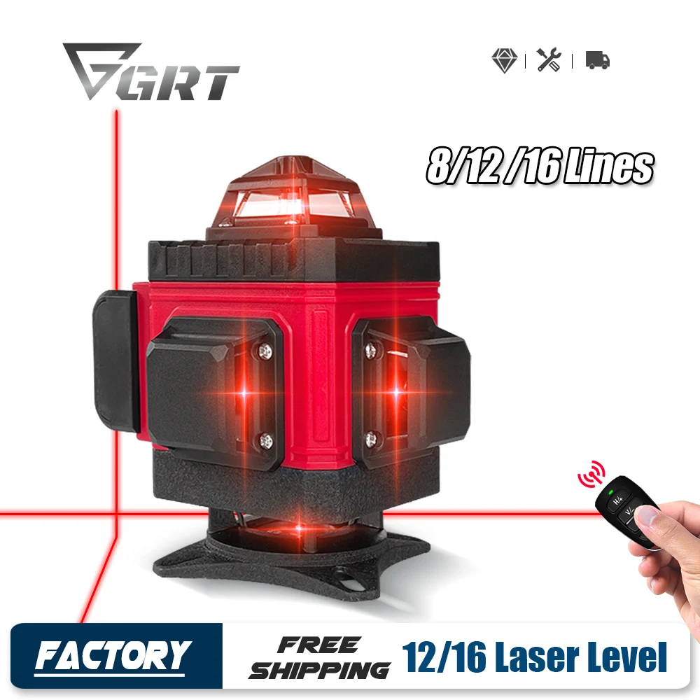 Laser Level Red Line Self Leveling 360 Horizontal And Vertical Super Powerful 8 12 16 Lines Laser Level with Rotaty Base AliExpress