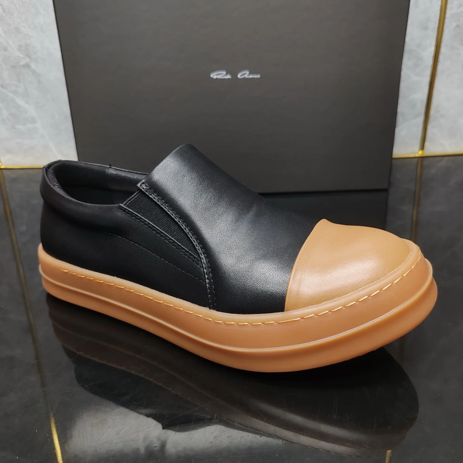 Ricks shoes personalized leather shoes men's soft-soled non-slip one-pedal casual shoes with tendon soles. 5