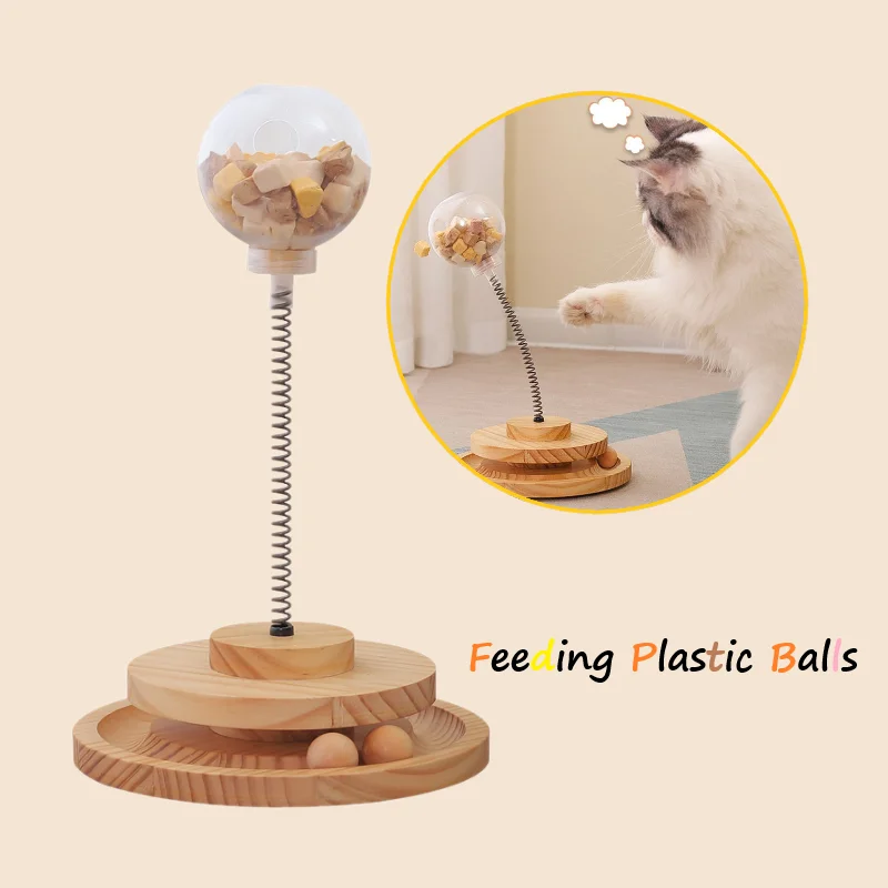 Interactive Cat Puzzle Toys Educational Toy With Teaser Ball For Pet Training Indoor Roller Exerciser Leaking Cat Food Feeder
