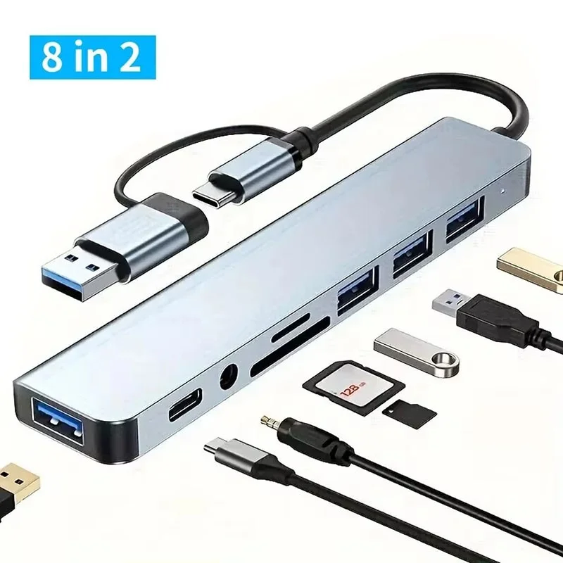 Hub USB + USB-C 8 en 1 por 5,09€