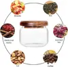 6pieces  Glass Jars Set,  Spice Jars with Bamboo Lids, Clear Glass Food Storage Containers, Kitchen Canisters Set 2
