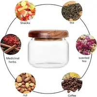 6pieces  Glass Jars Set,  Spice Jars with Bamboo Lids, Clear Glass Food Storage Containers, Kitchen Canisters Set 2
