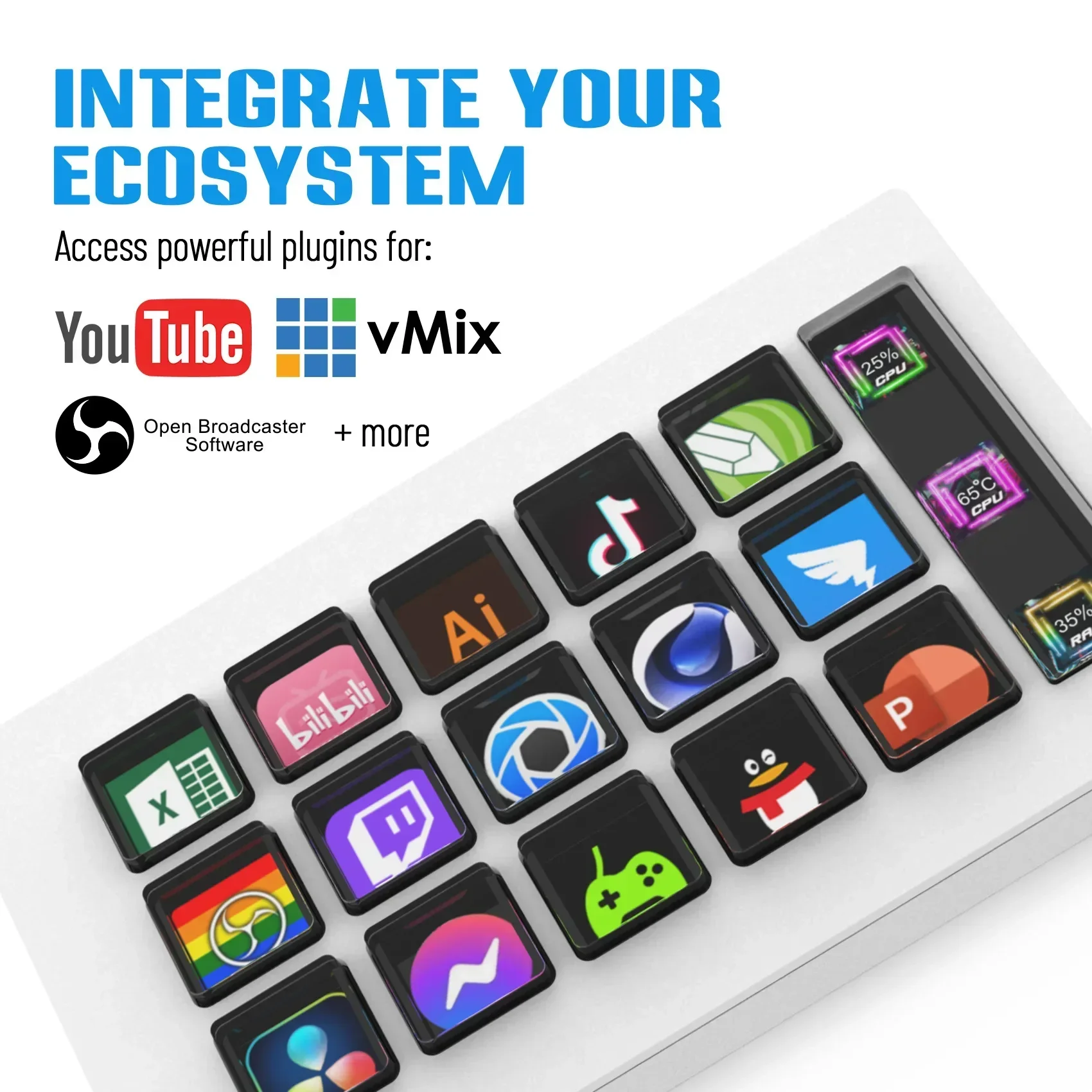StreamDeck ־ Ű LCD ,   , ̺   Ʈѷ, , OS, ȵ̵, iOS , 15 Ű