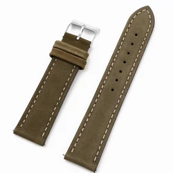 Elegant Vintage Nubuck Leather Watchband - Universal Quick Release Strap - 21mm (Light Coffee)