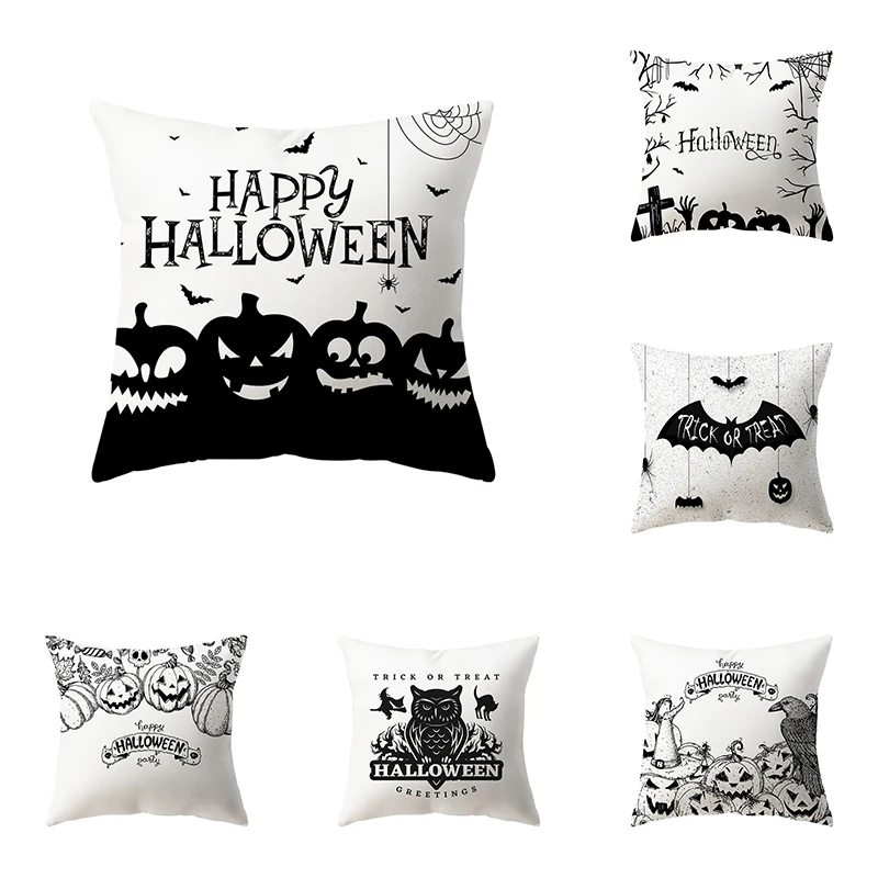 

Black and White Pumpkin Throw Pillow Cover Halloween Theme Sofa Chair Bed Cushion Home Decor