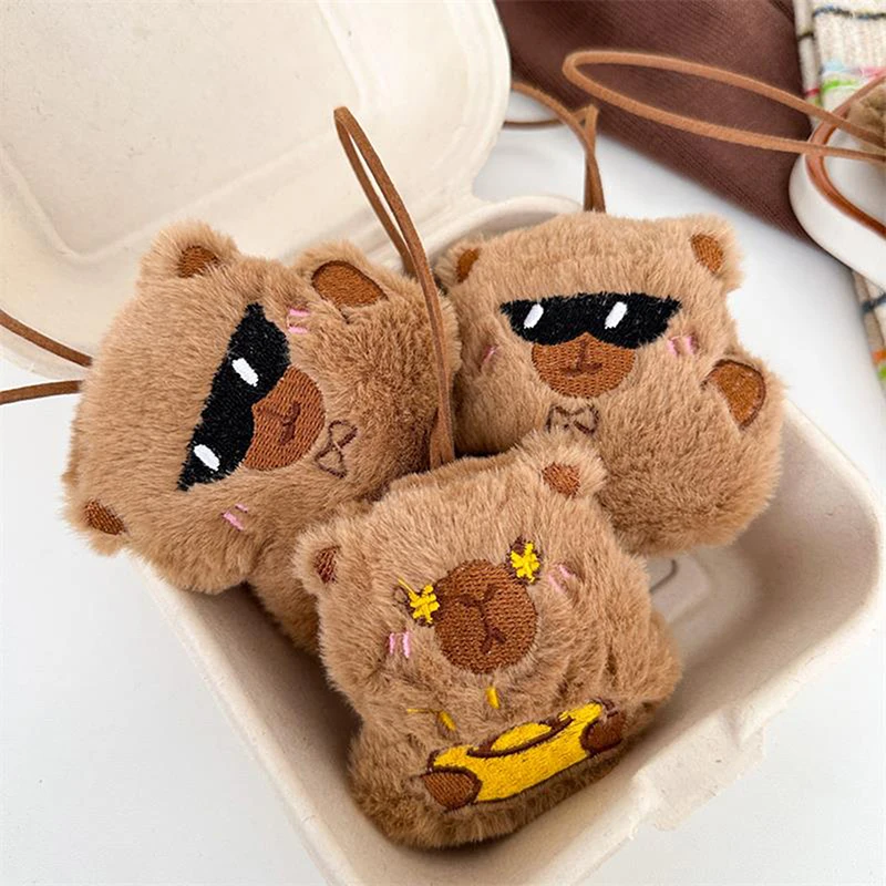 Cute Capybara Plush Toy Soft Stuffed Doll With Lanyard Keychain Backpack Pendants Bag Hanging Ornaments Couple Accessories Gifts 2