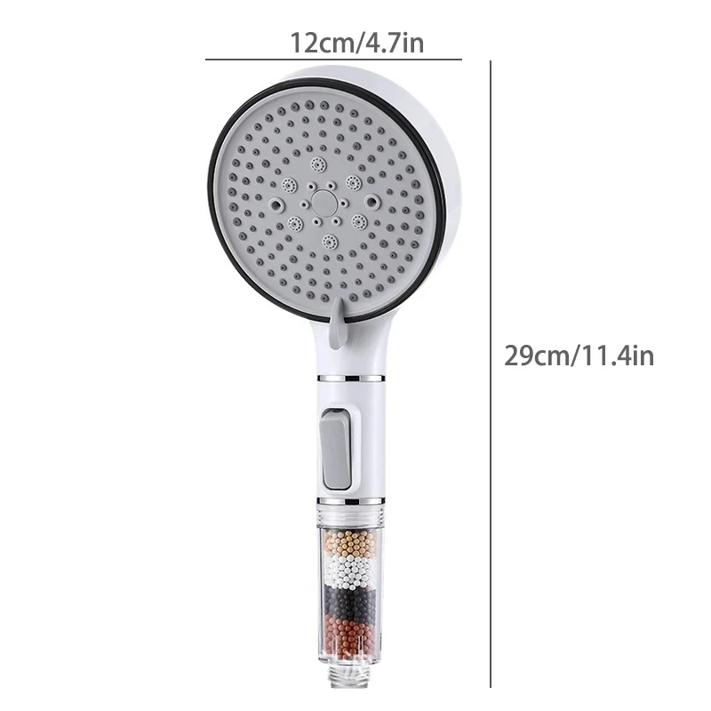 5 Modes High Pressure Shower Head Anti Limestone Filter Hygienic Remove Calcario Shower with Holder and Hose Bath Accessories 6