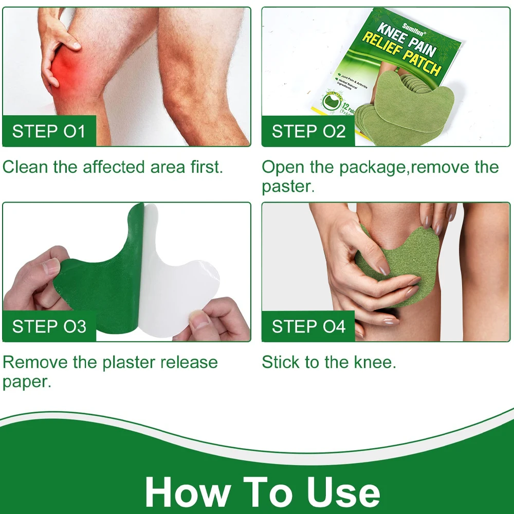 Sumifun Knee Plaster Wormwood Extract Knee Joint Ache Pain Relieving Rheumatoid Arthritis Sprains Patch 12/24/48pcs K04601