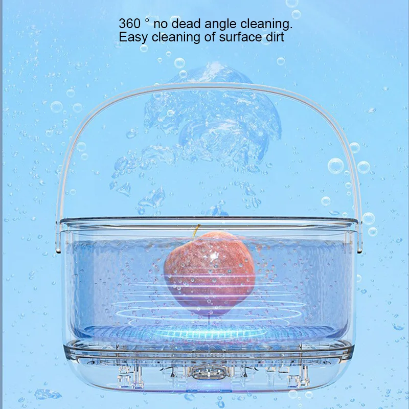 Portable Fruit Vegetable Sonic Wave Cleaning Machine Large Capacity Double Layer Washing Drainage Residues Purifier Basket 3
