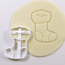 Festive Christmas Gingerbread Cookie Mold Set - Snowflake & Santa Biscuit Stamps for Kid-Friendly Baking and Holiday Decorations (1pc - xmax sock)