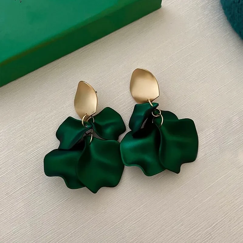 Dangle Earrings Colorful Rose Flowers Petal Long for Women Fairycore Fashion Jewelry