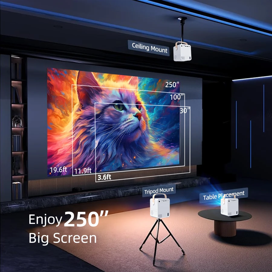4K Ultra HD Projector Built in Android System 5G WiFi Connection to Phone Screen Projection Compact and Portable
