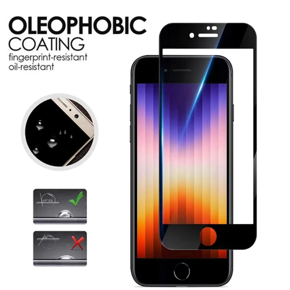 รูปสินค้า ฟิล์มกันรอย 9H HD ป้องกันทั้งหน้าจอ iPhone SE 2022 2020 7 8 Plus