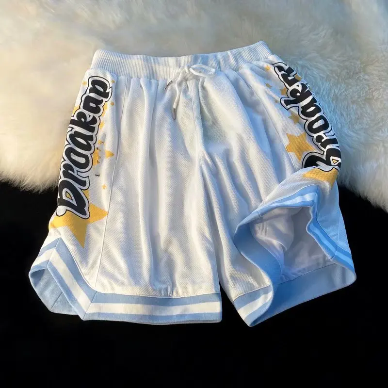 American Basketball Sports Shorts Men's Summer Thin Fashion Brand Breathable Capris Loose Relaxed Beach Pants