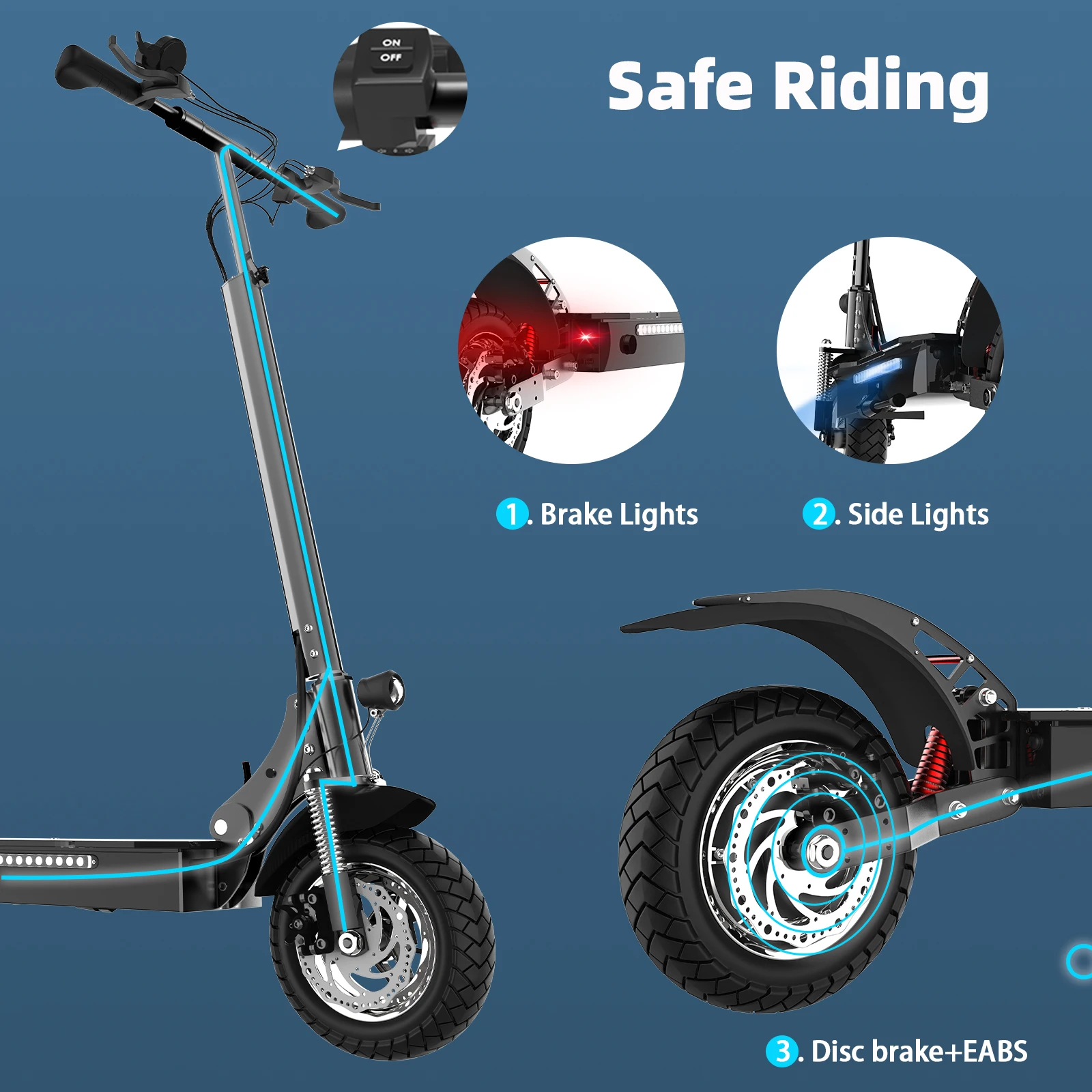 Jueshuai 1300W Single Motor E Scooter 52V 20AH battery LCD