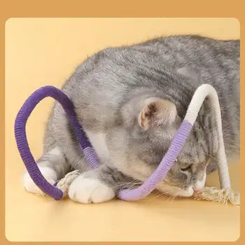 Cotton Rope Toys, 27.55Inches Color Blocking Cotton Rope Toys, Safe Cat Toys Teething Chew For Boredom And Stimulating 4
