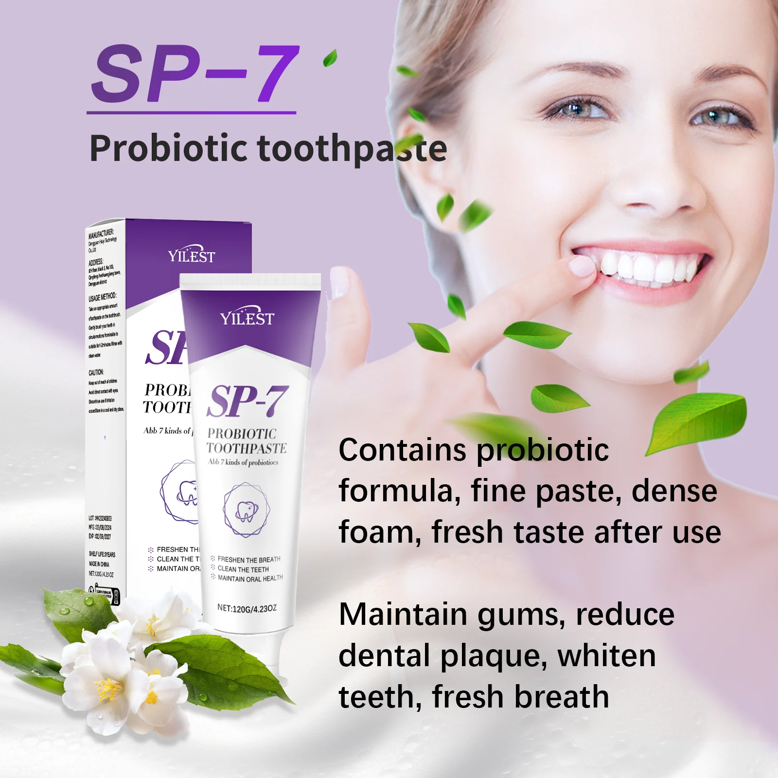 SP-7 Probiotic Toothpaste Whiten Tooth Remove Plaque Stains Oral Hygiene Clean Fresh Breath Protect Gum Teeth Care Products 120g