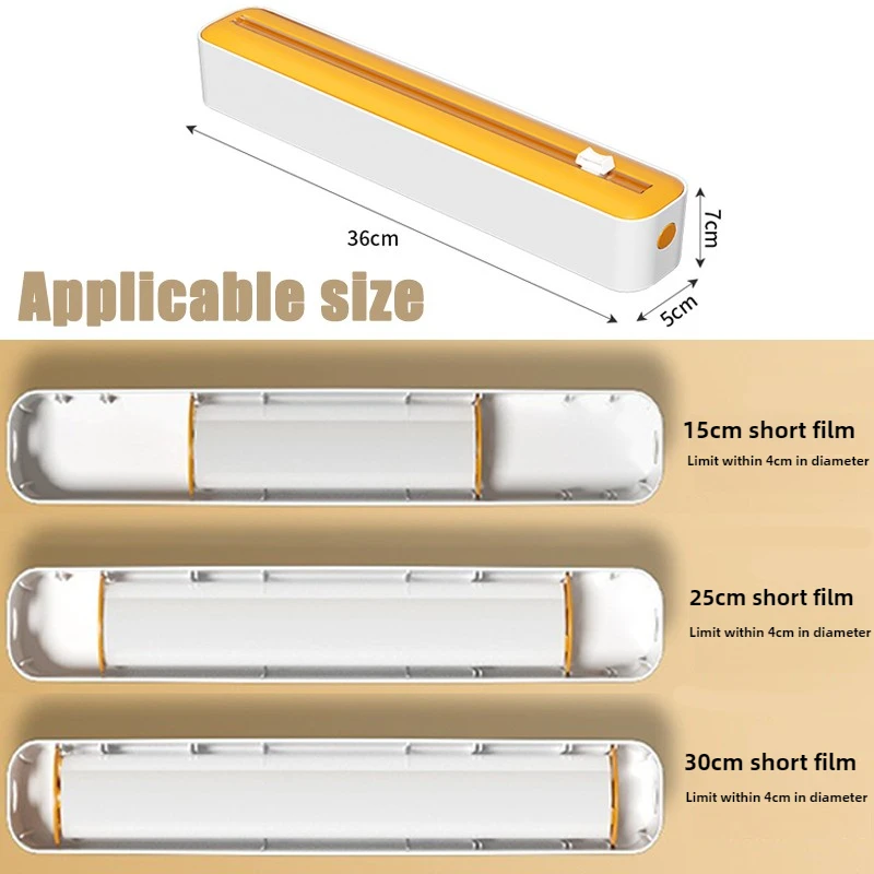 Food Film Dispenser 2 in 1 with Cutter Storage Box Kitchen Organizer