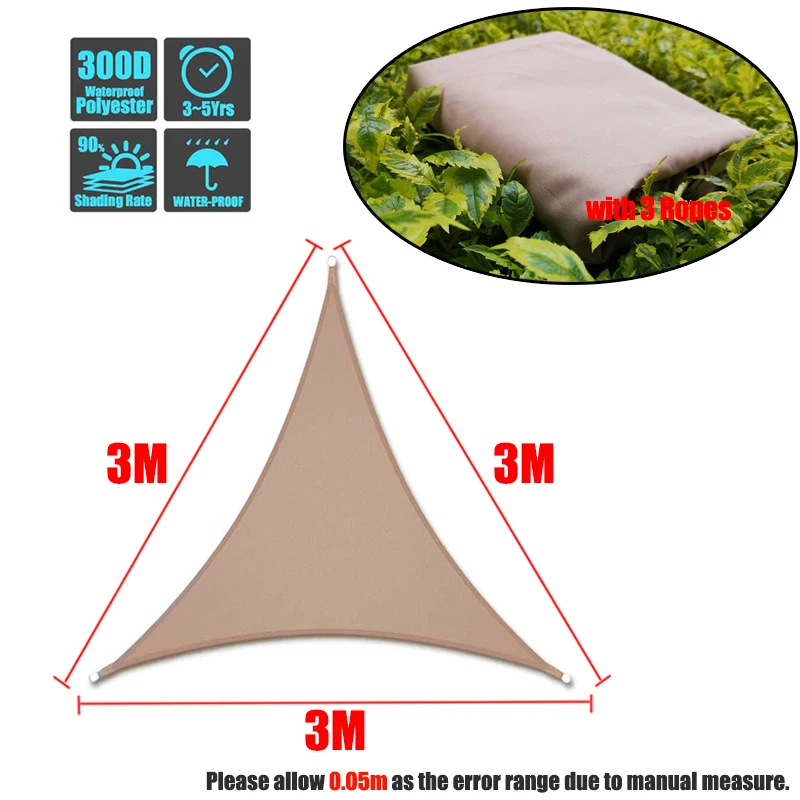 Garden Sun Shade Sail Anti-UV Triangle Awning Sun Polyester Waterproof