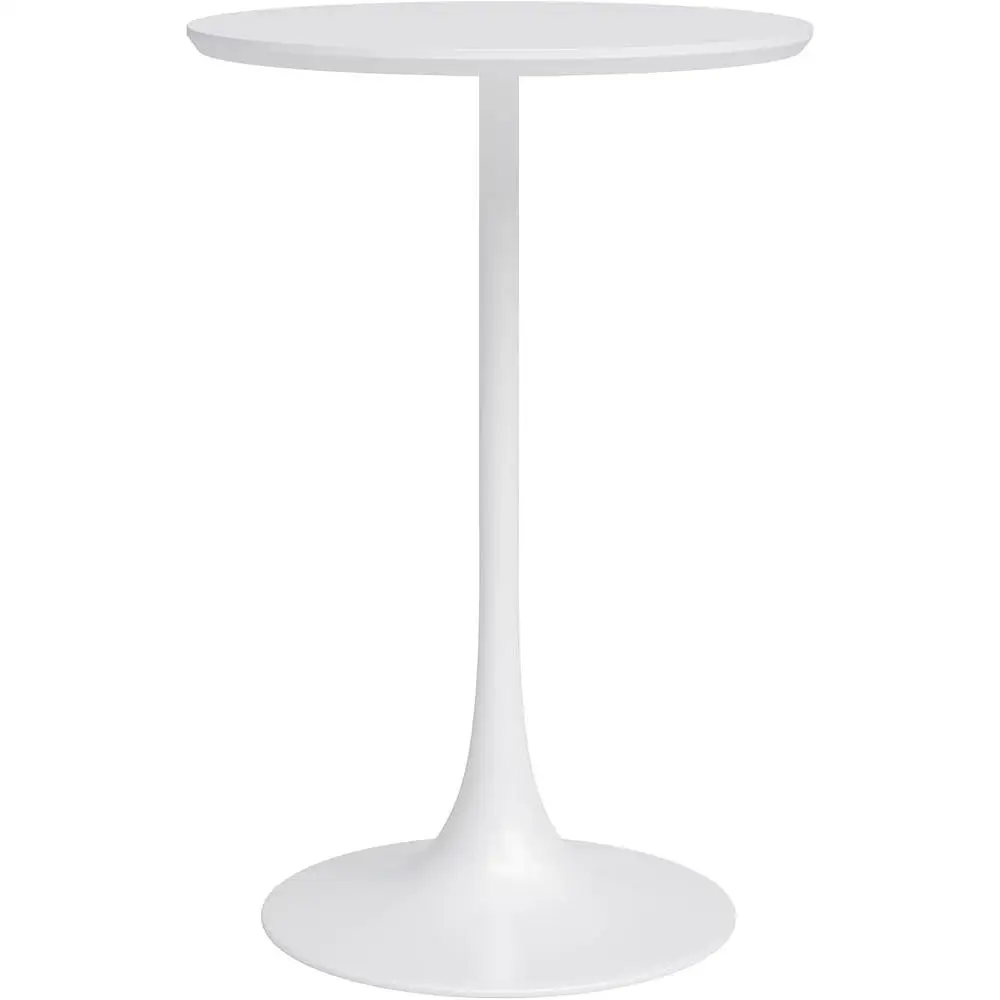Mid-Century Inspired Café Counter Height Table Sturdy Steel Base Smooth Round Top Minimalist Design 4