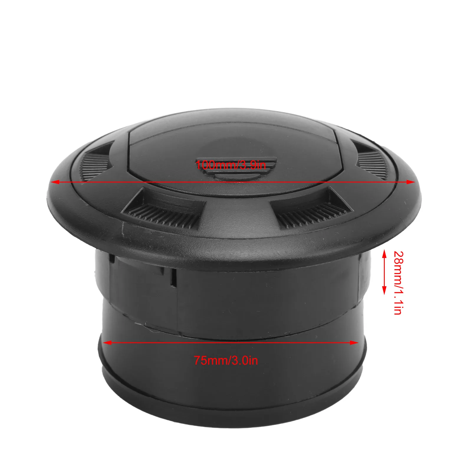 75mm 대시보드 에어컨 디플렉터 아웃렛 블랙 라운드 벤트 버스 RV 자동차 에어컨 벤트용 유니버설