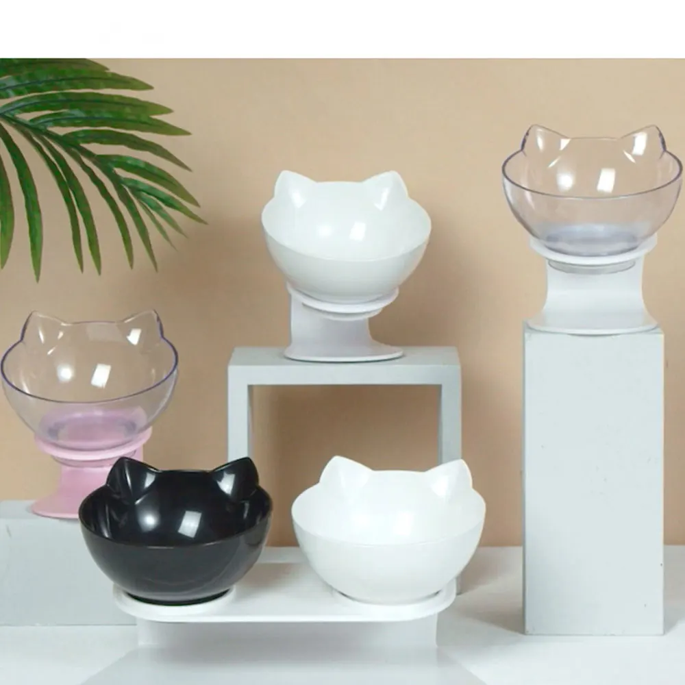 

Double Cat Bowl Non-Slip Pet Water Food Feed Dog Bowls Pet Bowl With Inclination Stand Cats Feeder Feeding Bowl Kitten Supplies