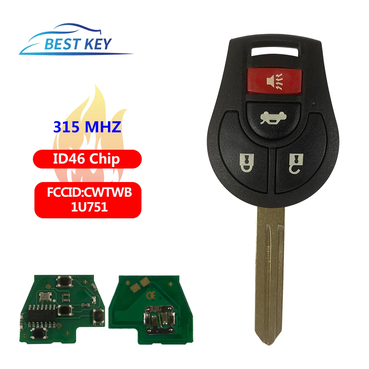Лучший ключ дистанционный Автомобильный для Nissan Rogue Versa Tiida 2008 2009 2010 2012 2013 2014 2015 2016