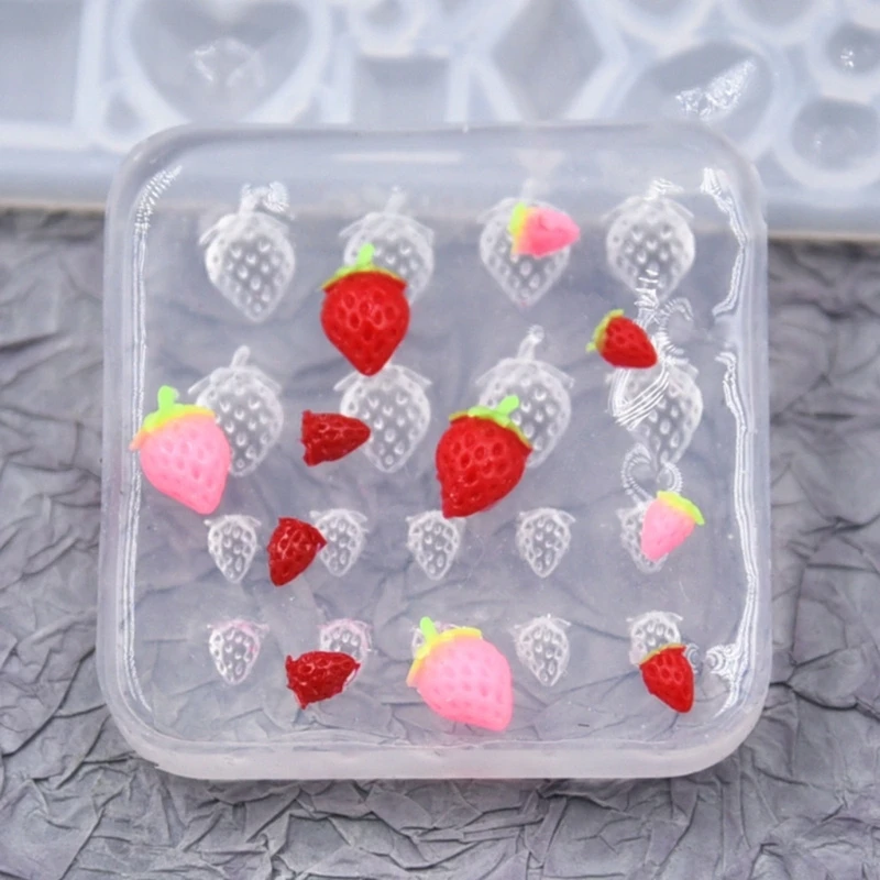 Epoxy Resin Strawberry Ornament Mold Silicone Crafts Mold for Home Decoration Dropship spiderweb love ornament resin casting silicone mold woman keychain decorative pendant mold for diy crafts dropship