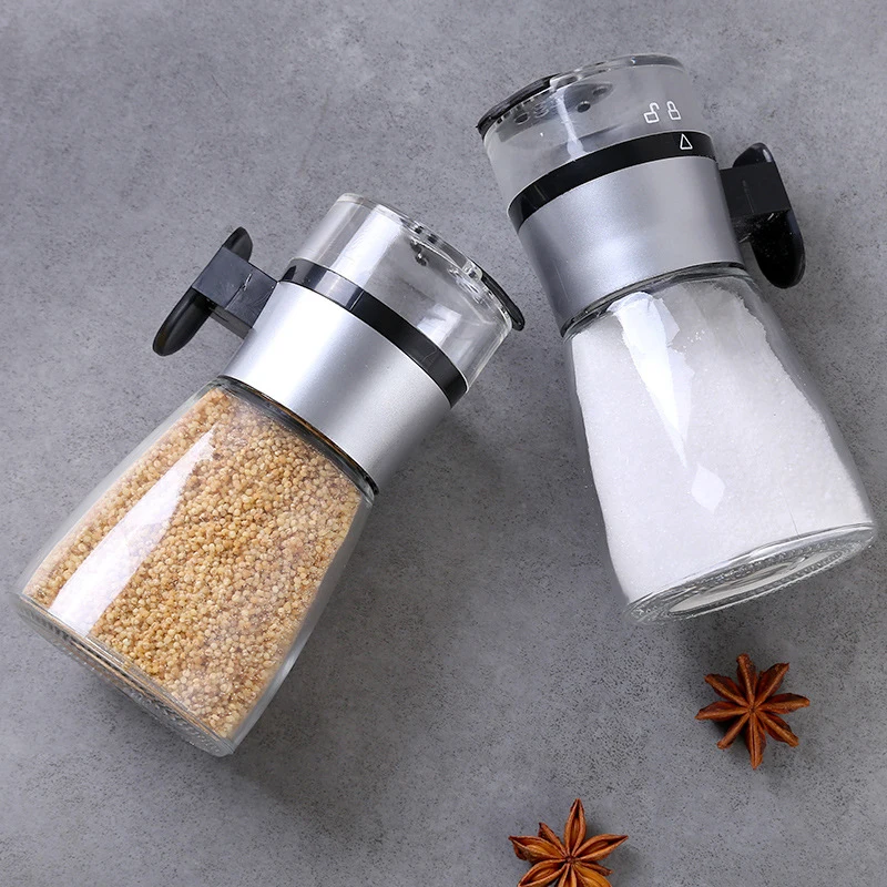 Push-type Salt Dispenser Sugar Bottle Spice Pepper Shaker Can Jar PushType Seasoning Container Kitchen Gadgets, salt shaker, spices bottle, salt pepper shakers, seasoning jar