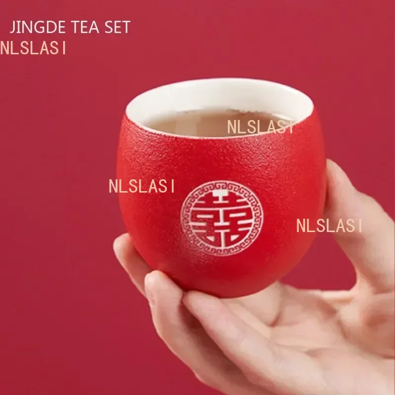 Boutique Ceramic Filter Tea Pot Set Household Tea Pot and Cup Set Chinese Style Wedding Red Teaware Gifts Productos Chinos