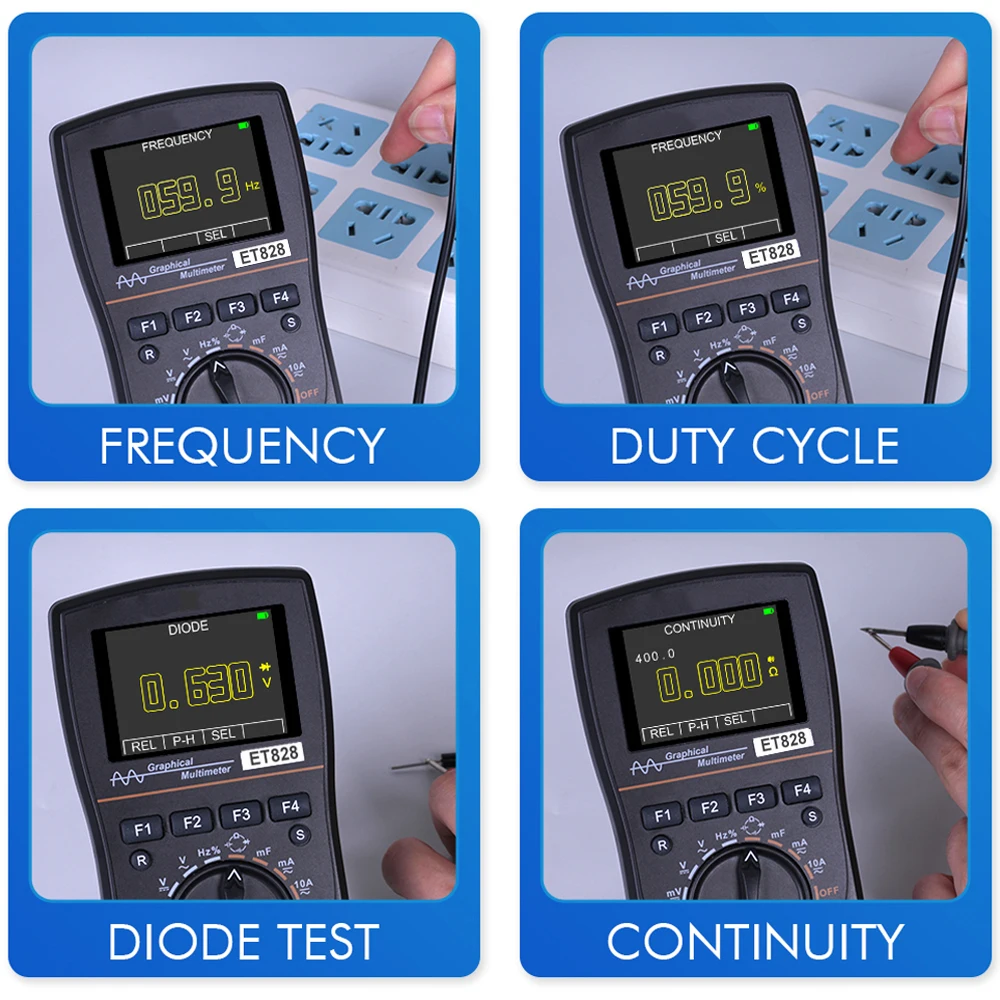 KKmoon kkm828 Intelligent Graphical Digital Oscilloscope Multimeter 2 in 1 Color Screen 1MHz Bandwidth 2.5Msps Sampling