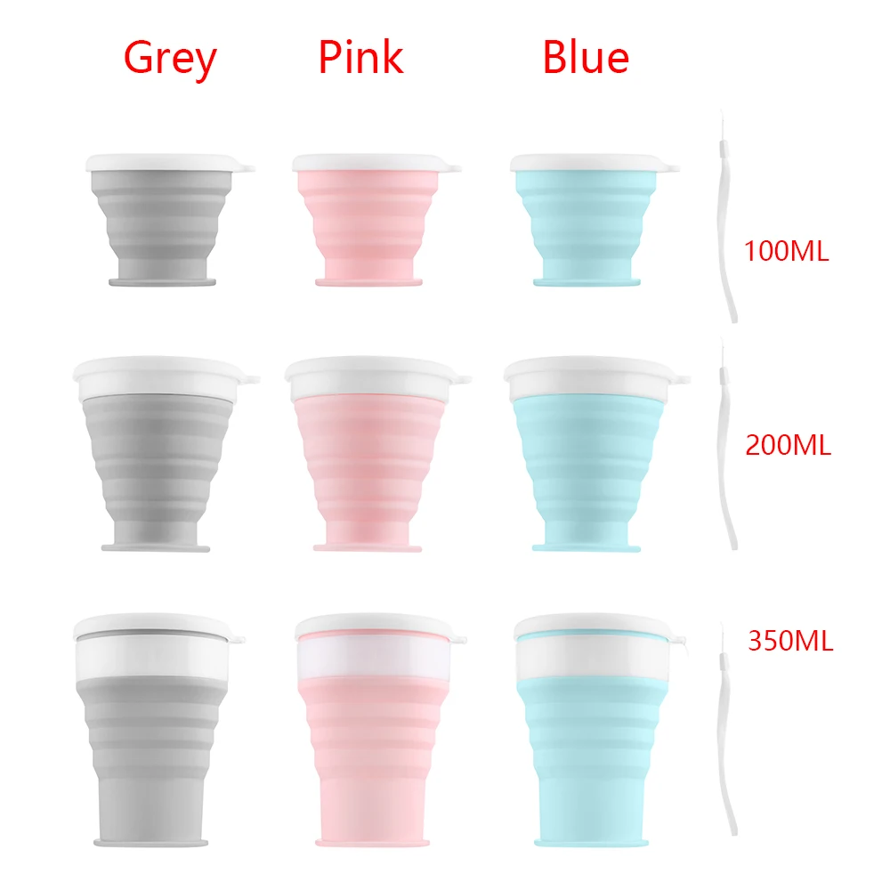 Collapsible Silicone Travel Mug with Lid - Portable, Heat Resistant, and Foldable