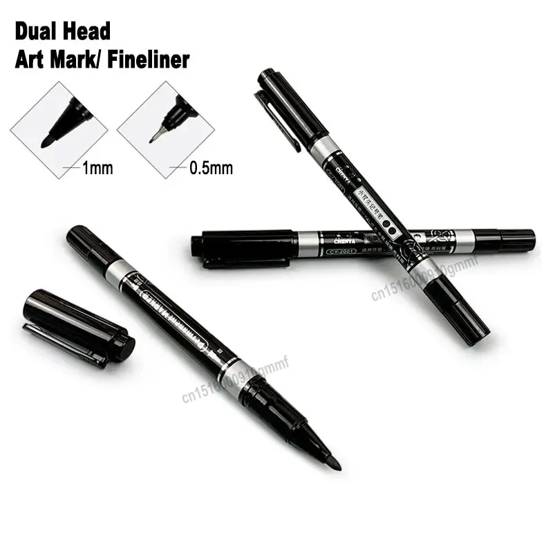 3/5Pcs Set Dual Tip Permanent Art Marker Fineliner Pen 0.5mm 1mm Fine Line Comics Painting Drawing Signature Writing Stationery 3