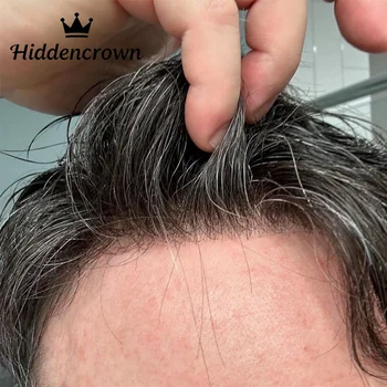 Parrucchino da uomo Air Lace con nodi sbiancati, sistema di capelli maschile in pizzo svizzero ultra delicato, densità 80%, unità di ricambio per capelli da uomo