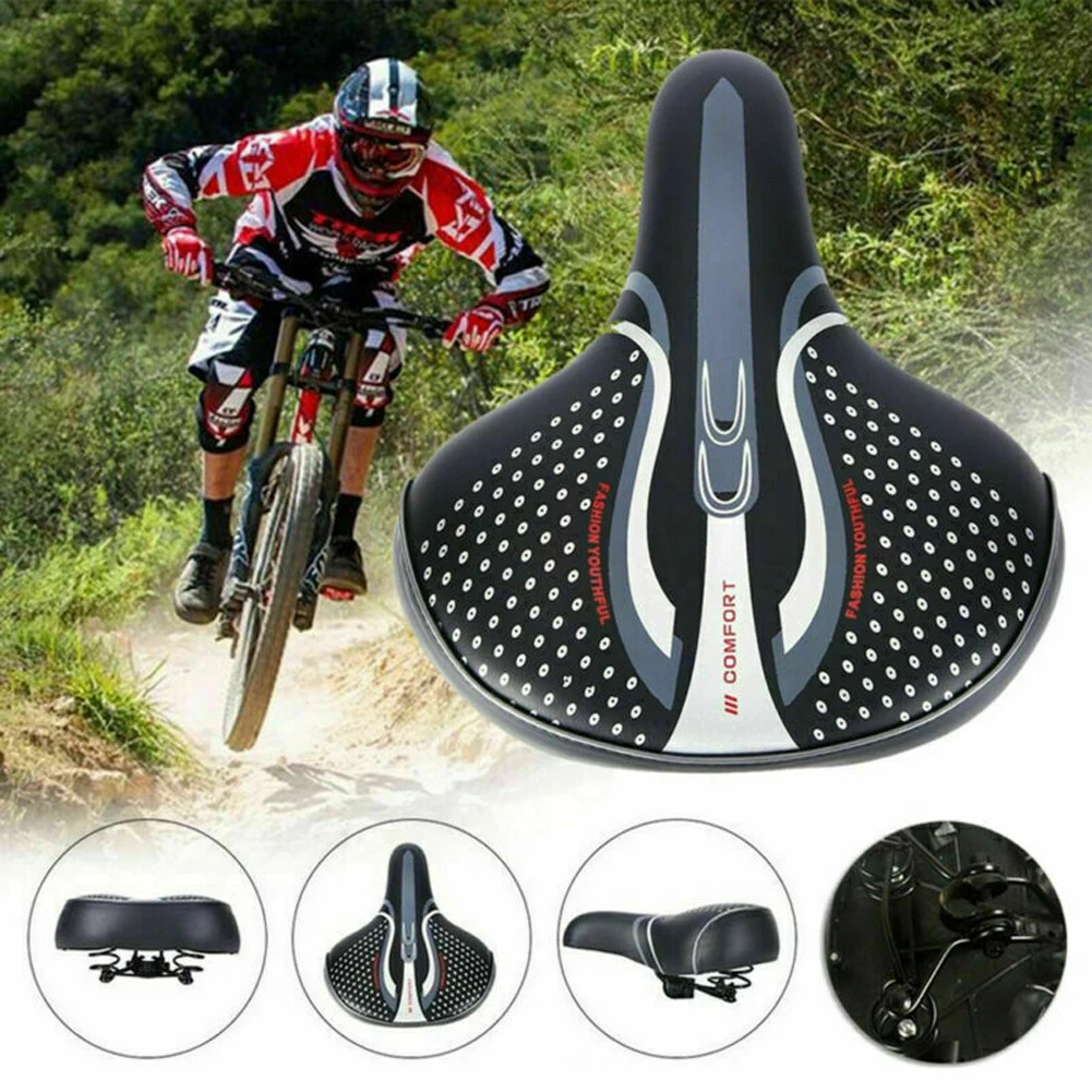 MTB Bike Seat Suspension PU Leather Road Cycling Cushion Pad Comfort Bicycle Saddle Cushion Shock Absorbing MTB Road Bike Saddle