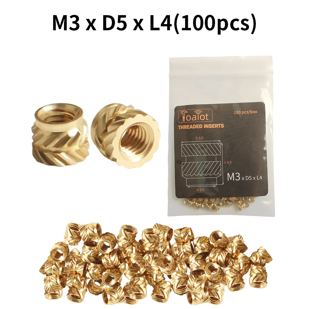 Uxcell 50Pcs M4 Threaded Inserts Metric Knurled Nuts Brass Heat-Set - View #10
